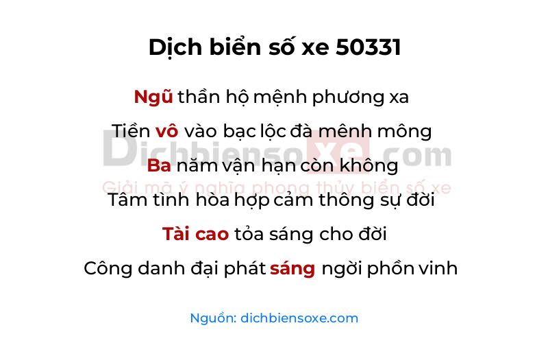 Dịch thơ biển số 50331