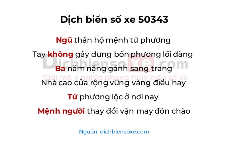Dịch thơ biển số 50343
