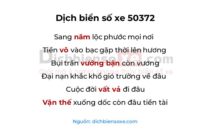 Dịch thơ biển số 50372