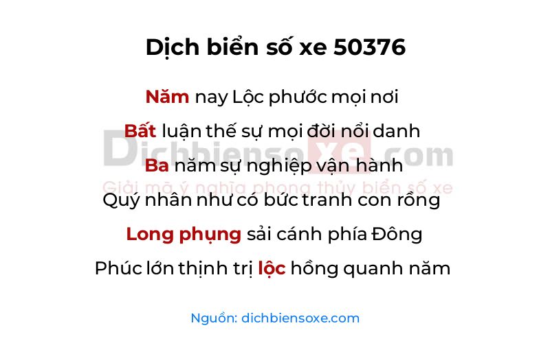 Dịch thơ biển số 50376
