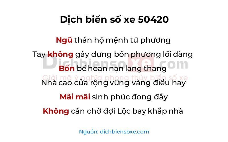 Dịch thơ biển số 50420