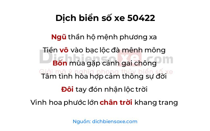 Dịch thơ biển số 50422