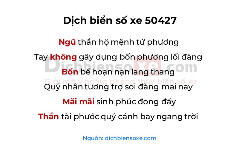 Dịch thơ biển số 50427