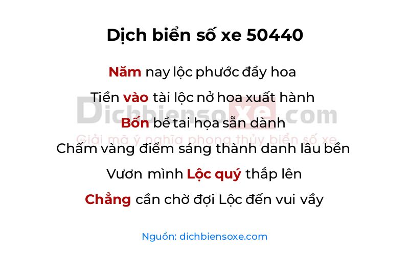 Dịch thơ biển số 50440