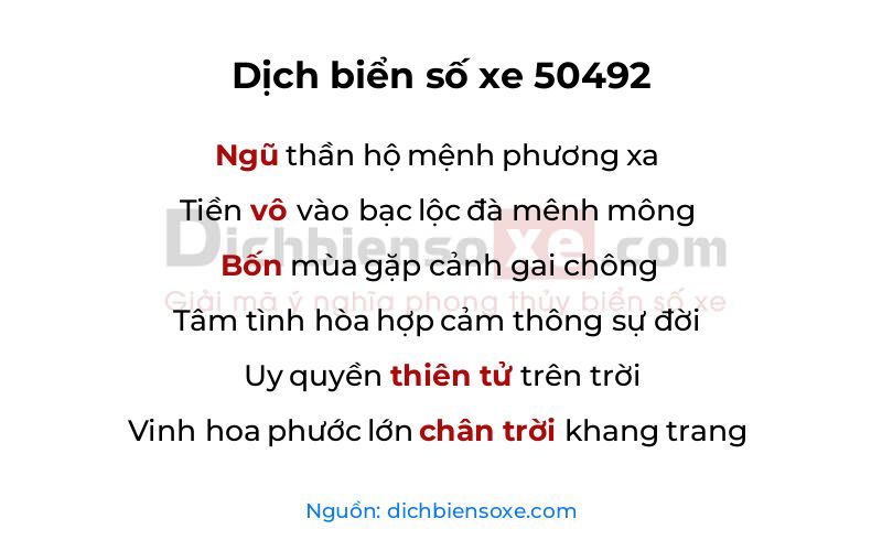 Dịch thơ biển số 50492