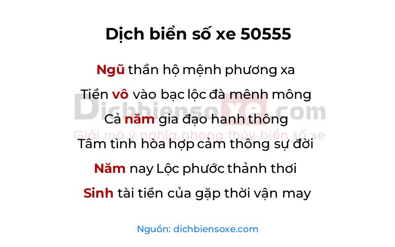 Dịch thơ biển số 50555