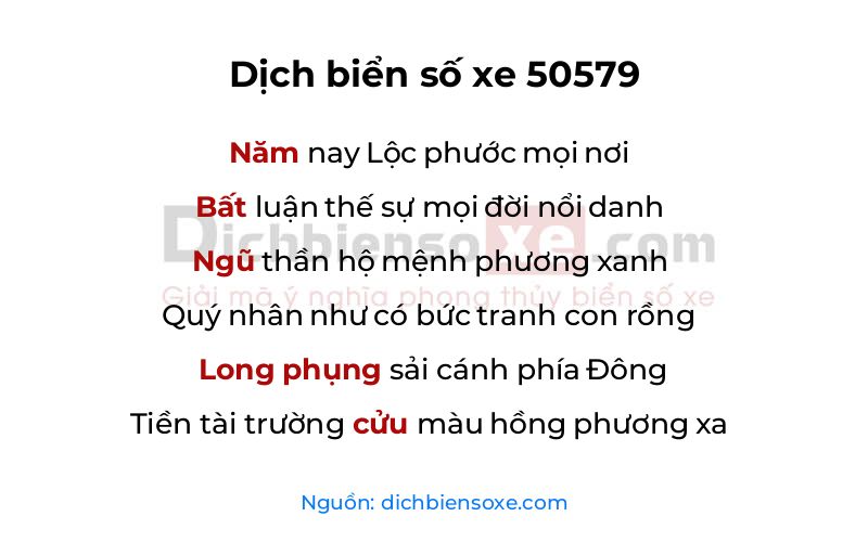 Dịch thơ biển số 50579