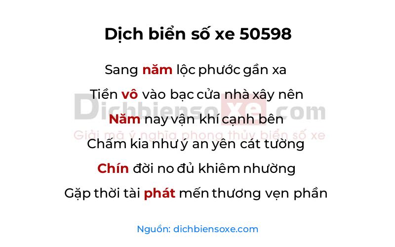 Dịch thơ biển số 50598