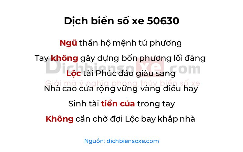 Dịch thơ biển số 50630