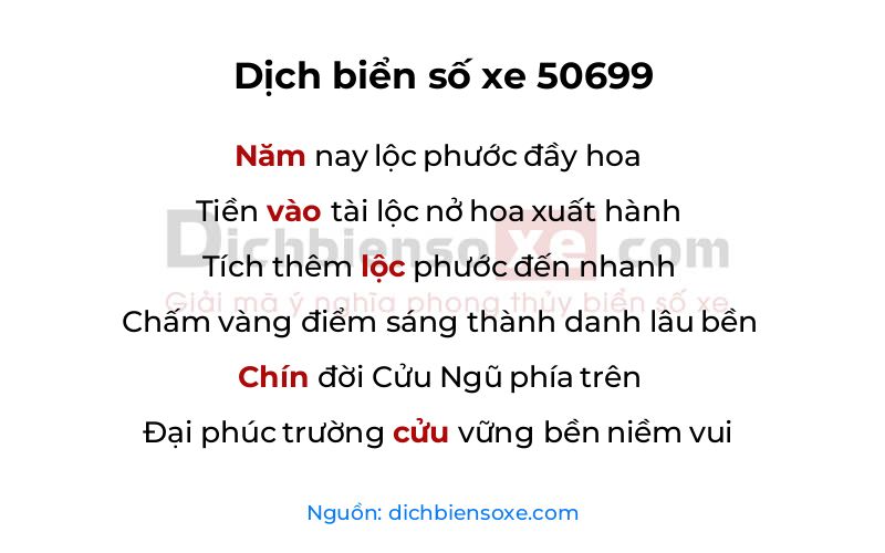 Dịch thơ biển số 50699