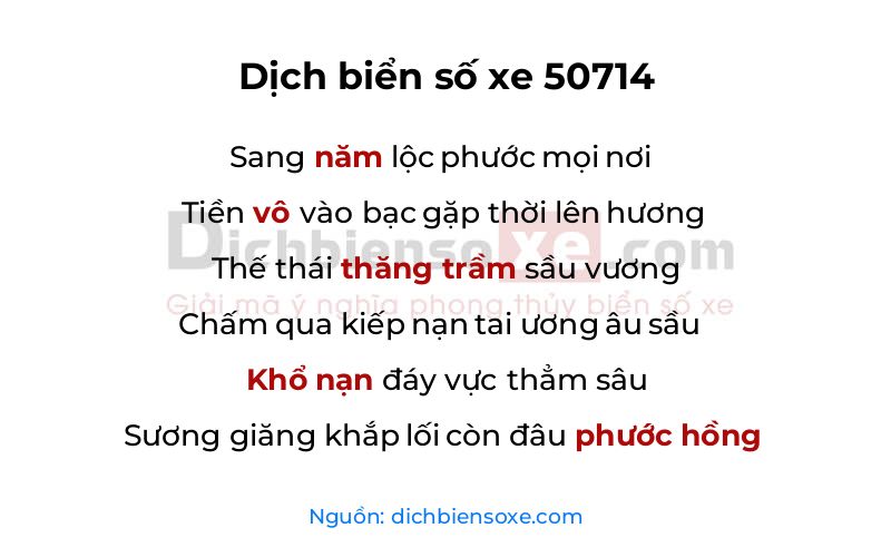 Dịch thơ biển số 50714