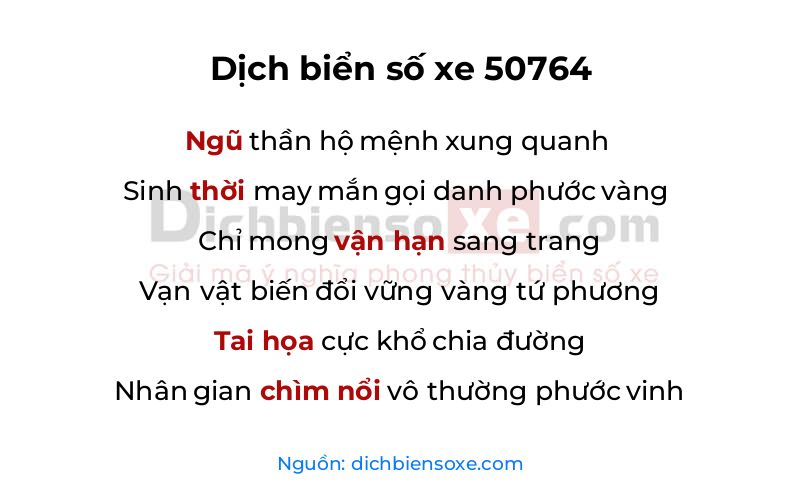 Dịch thơ biển số 50764