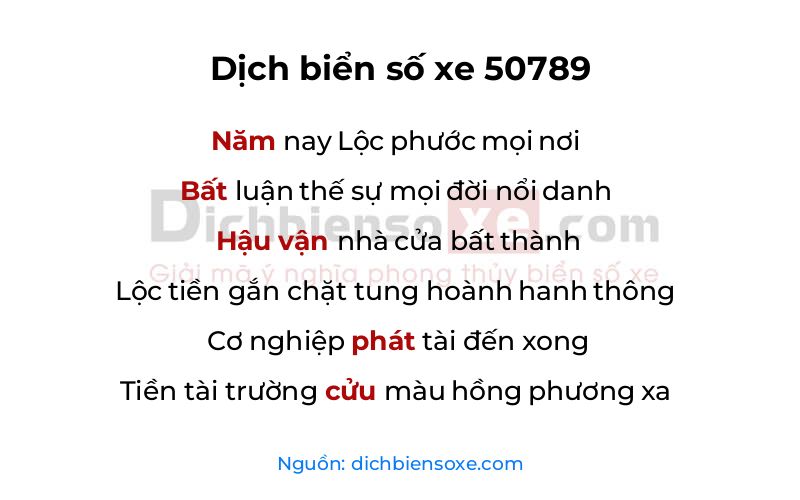 Dịch thơ biển số 50789