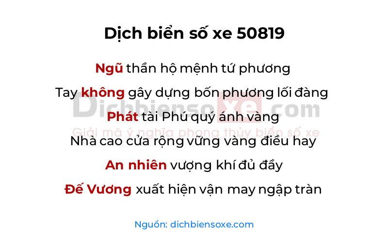 Dịch thơ biển số 50819