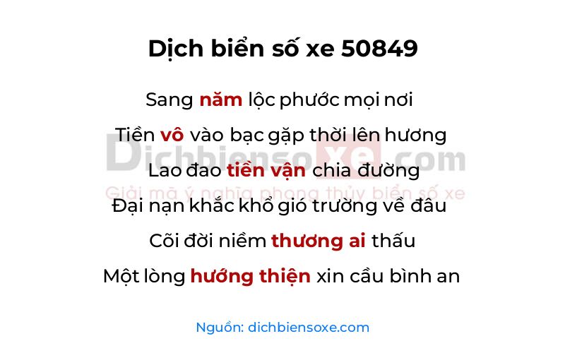 Dịch thơ biển số 50849
