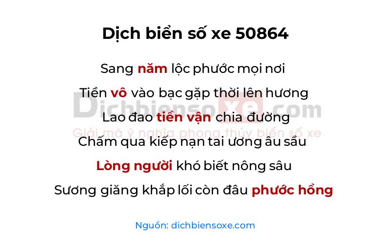 Dịch thơ biển số 50864