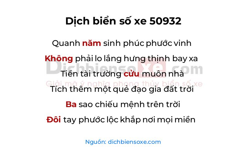 Dịch thơ biển số 50932