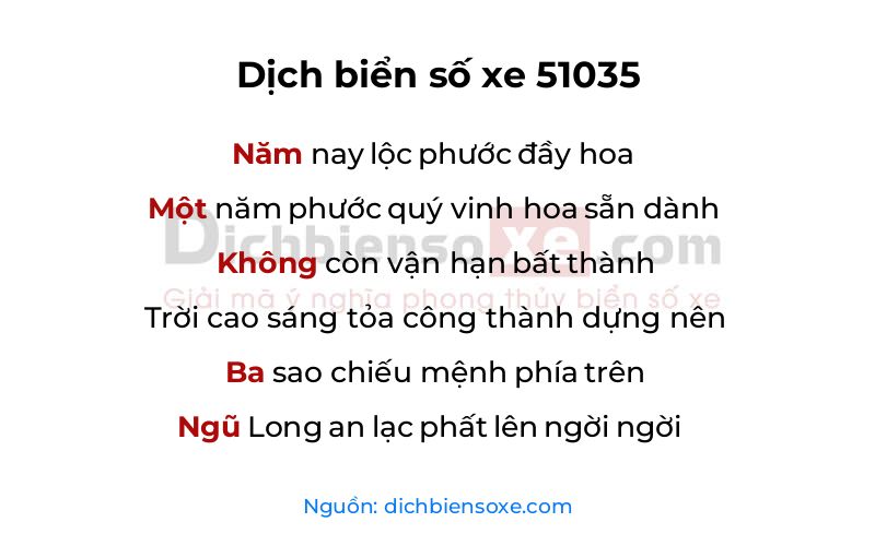 Dịch thơ biển số 51035