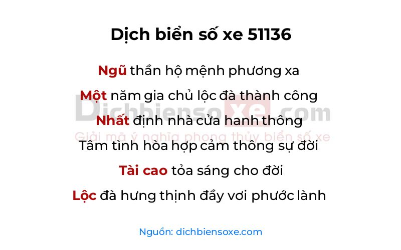 Dịch thơ biển số 51136