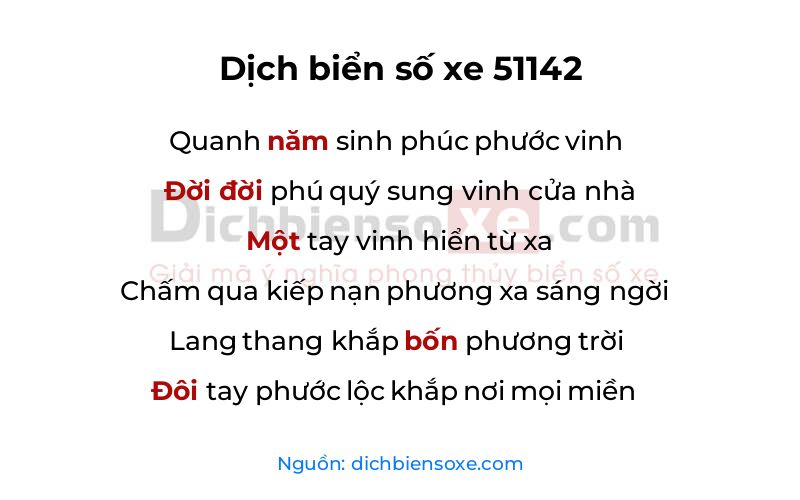 Dịch thơ biển số 51142