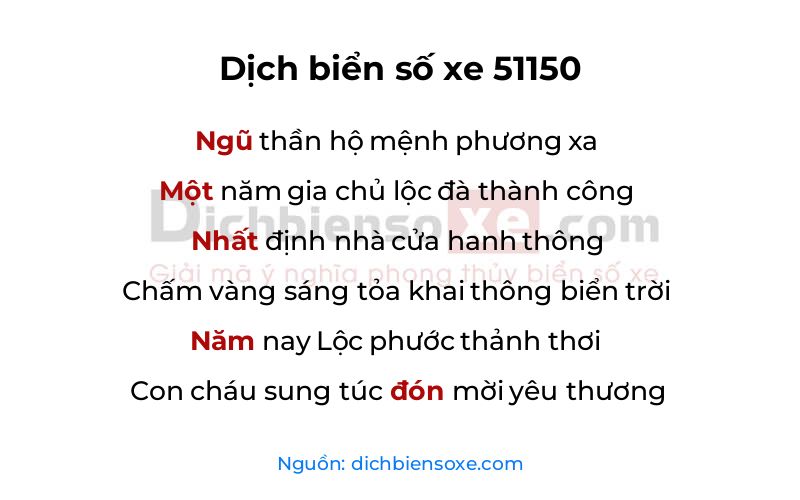 Dịch thơ biển số 51150