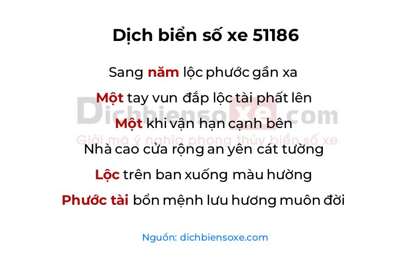 Dịch thơ biển số 51186