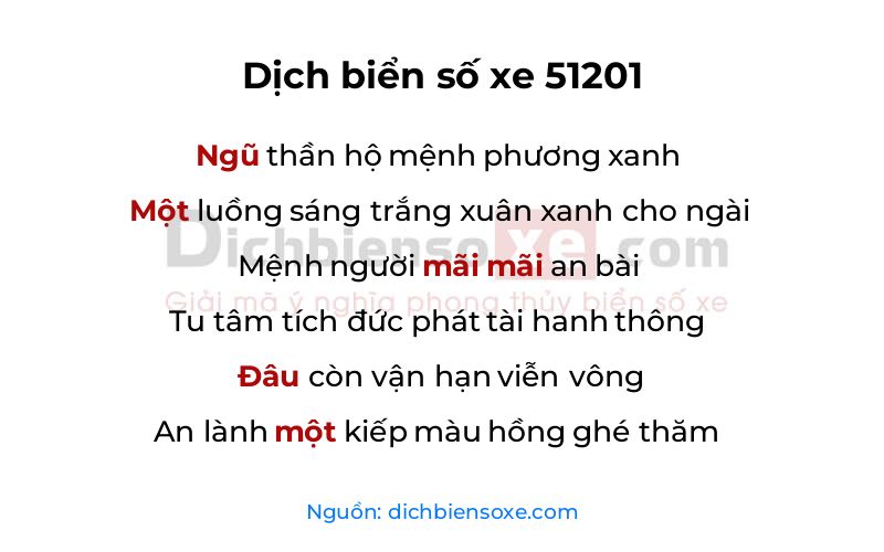 Dịch thơ biển số 51201