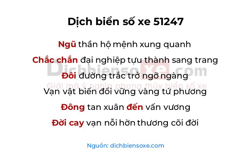 Dịch thơ biển số 51247