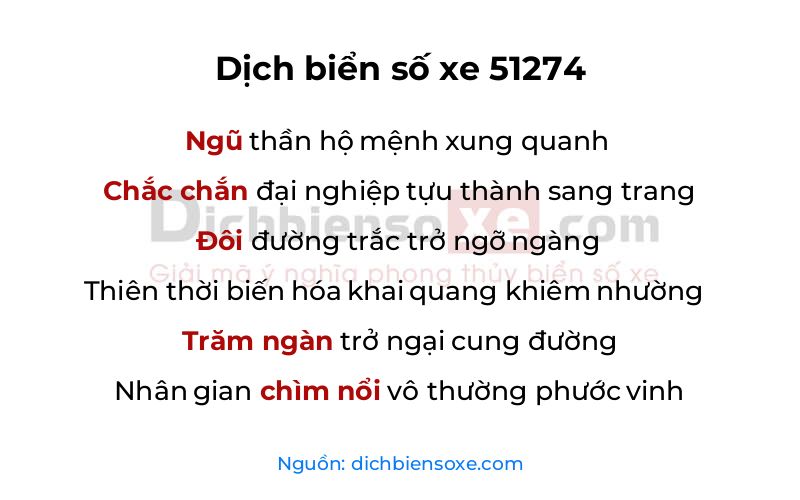 Dịch thơ biển số 51274