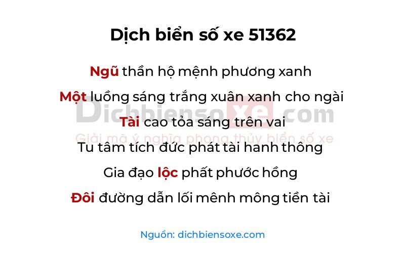 Dịch thơ biển số 51362