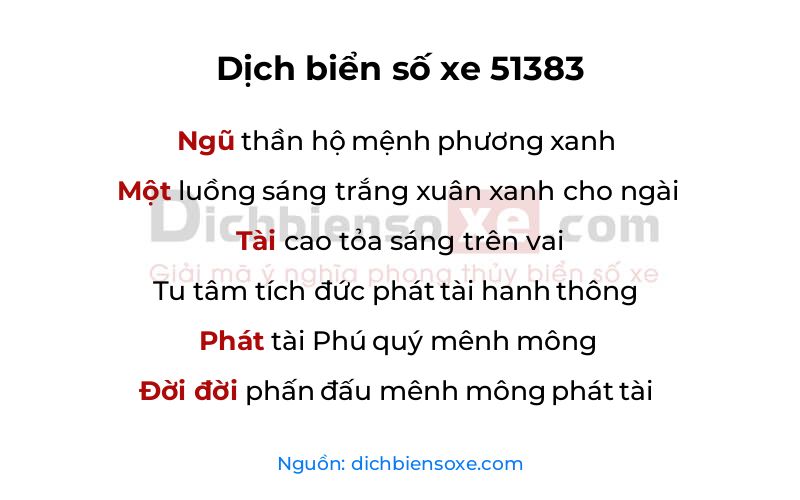 Dịch thơ biển số 51383