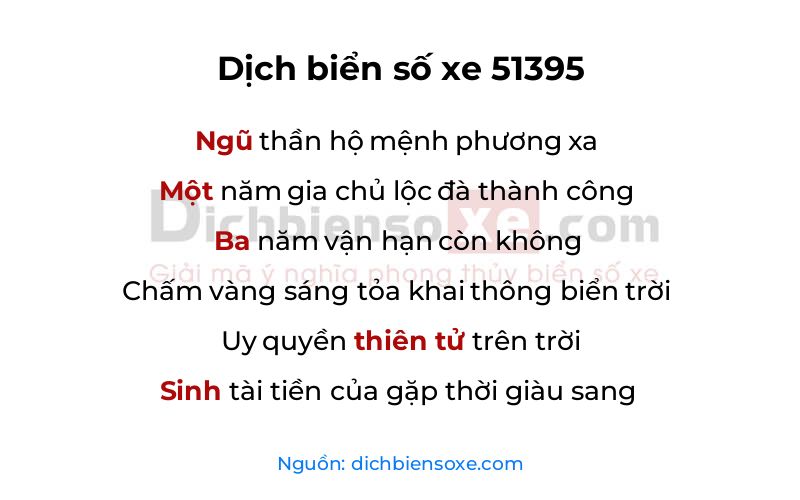 Dịch thơ biển số 51395