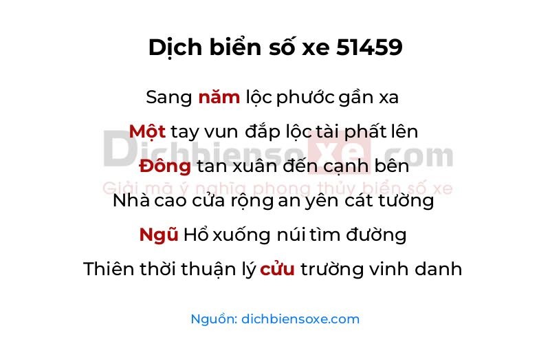 Dịch thơ biển số 51459