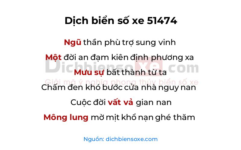 Dịch thơ biển số 51474