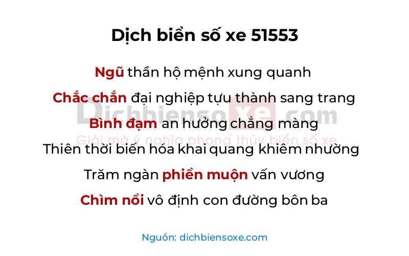 Dịch thơ biển số 51553