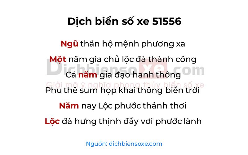 Dịch thơ biển số 51556