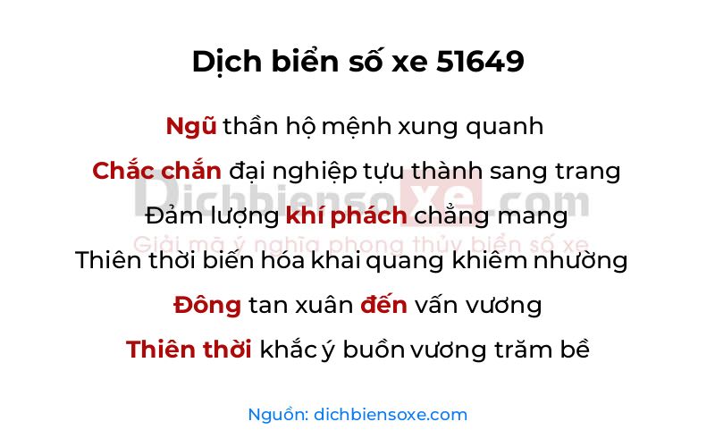 Dịch thơ biển số 51649