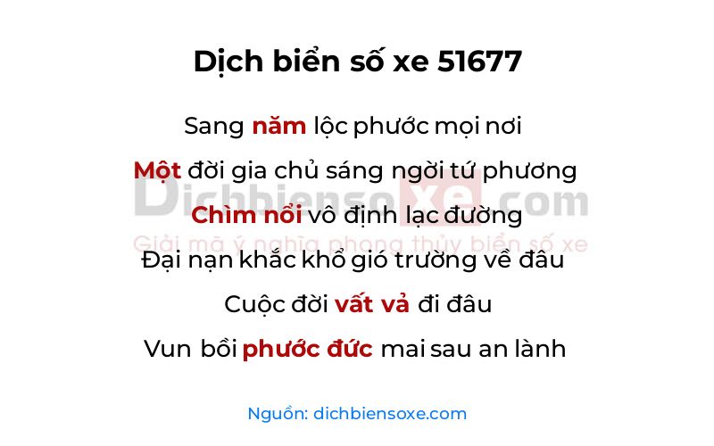 Dịch thơ biển số 51677