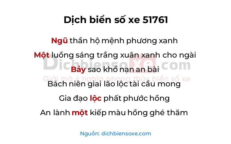 Dịch thơ biển số 51761
