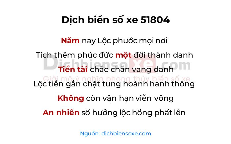Dịch thơ biển số 51804