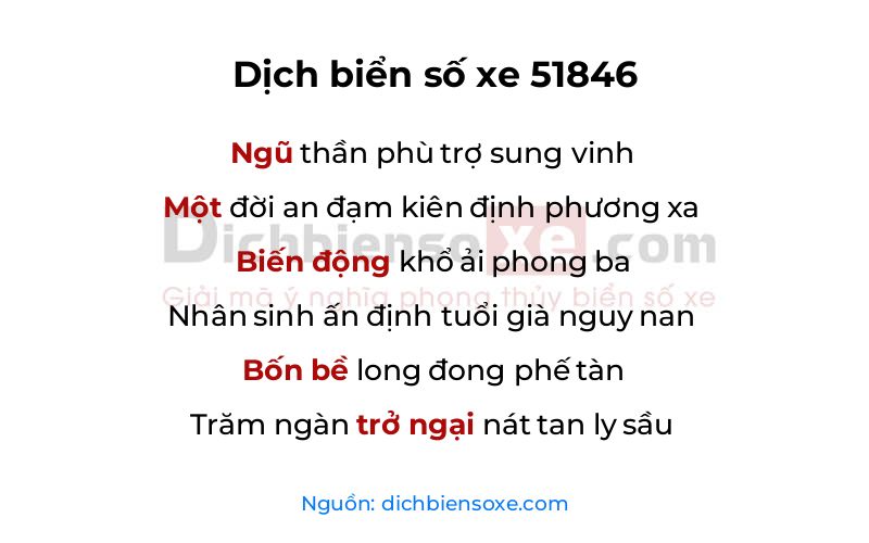 Dịch thơ biển số 51846