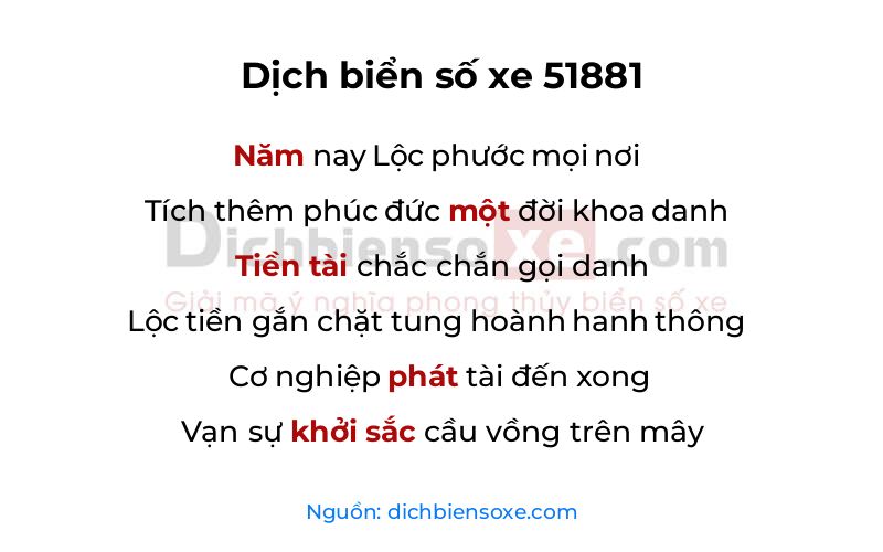 Dịch thơ biển số 51881