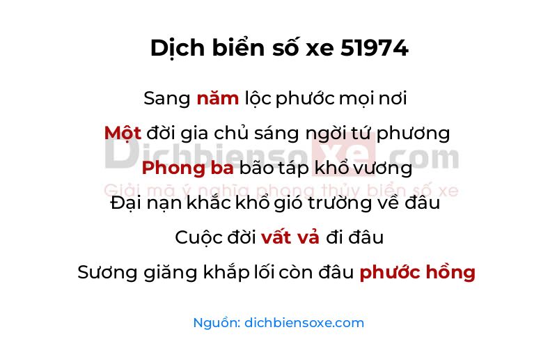 Dịch thơ biển số 51974