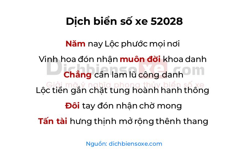 Dịch thơ biển số 52028