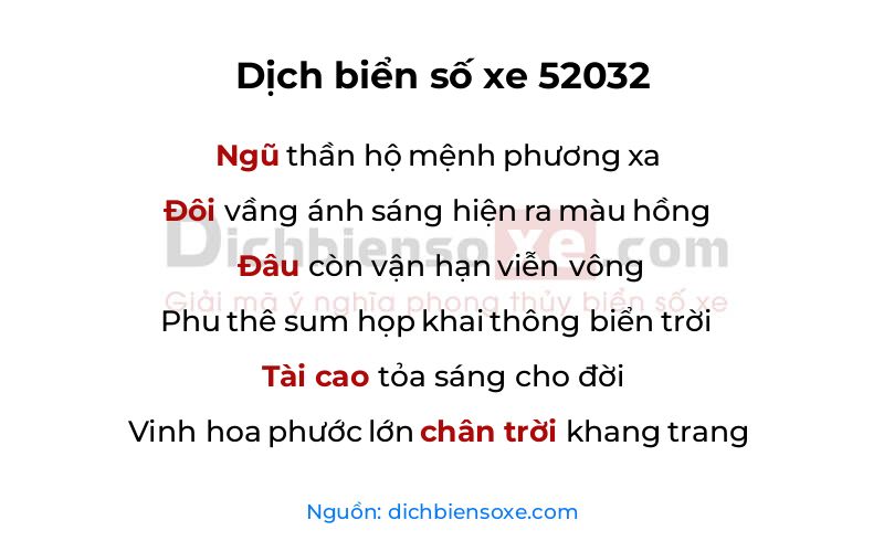 Dịch thơ biển số 52032