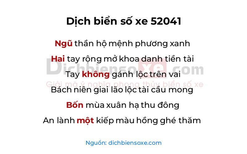 Dịch thơ biển số 52041