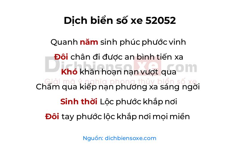 Dịch thơ biển số 52052
