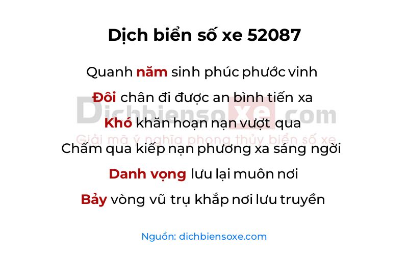 Dịch thơ biển số 52087