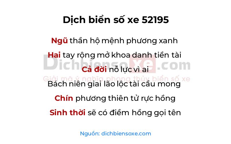 Dịch thơ biển số 52195