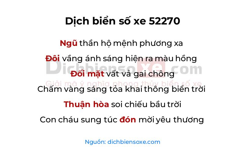 Dịch thơ biển số 52270